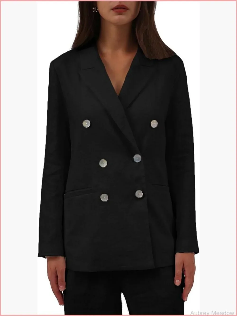 Linen Double-Breasted Blazer w/ Pockets
